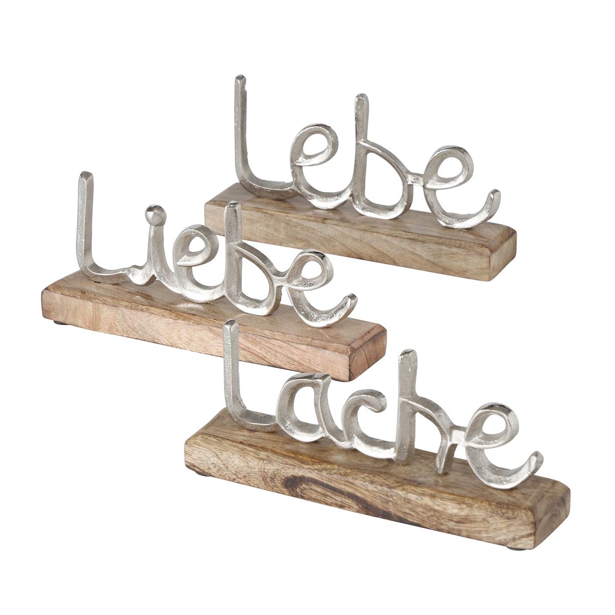 FeineHeimat Deko Schriftzug Jillien lebe-liebe-lache. Handgearbeitet, 3 tlg.