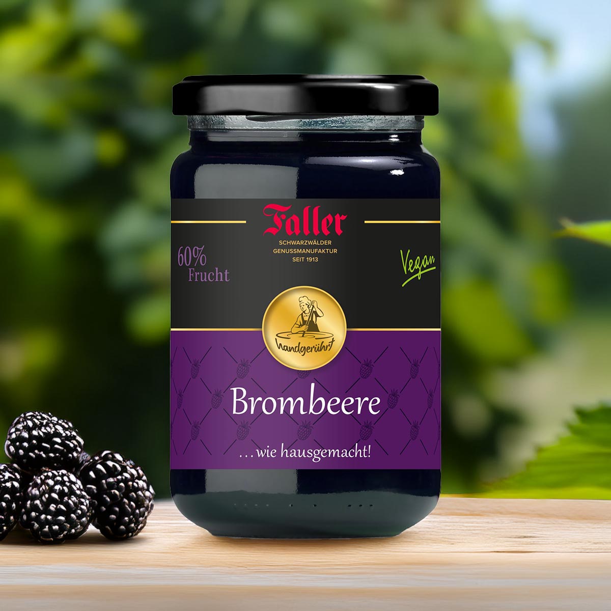 Faller Brombeer-Konfitüre extra: Hausgemachter Genuss, 60% Frucht, 330g
