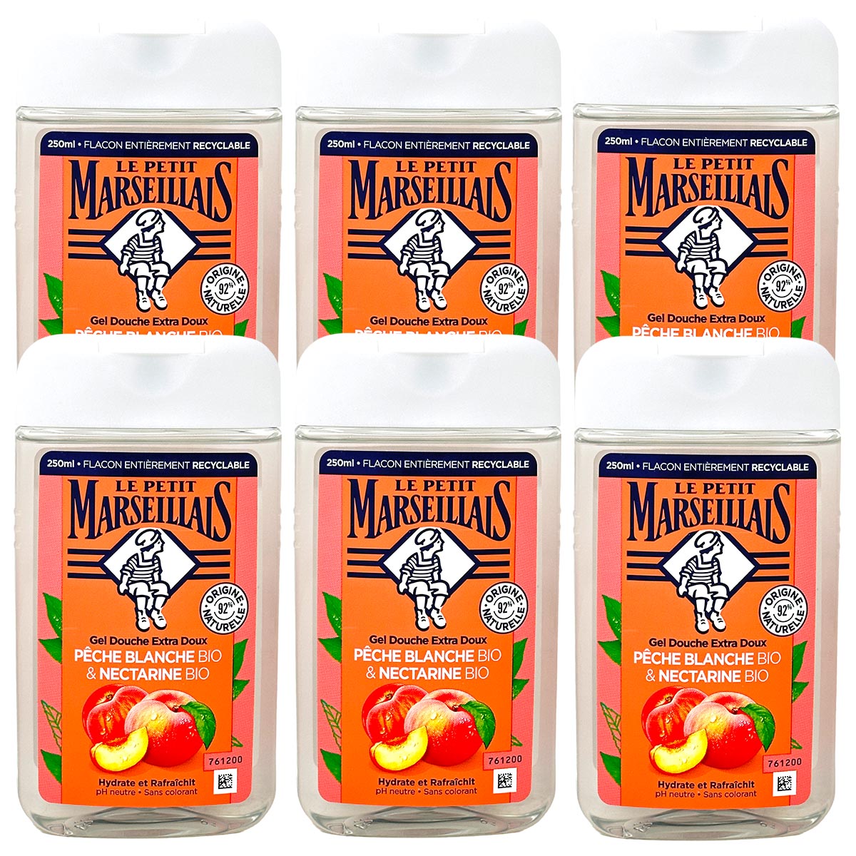Le Petit Marseillais Duschgel mit Pfirsich und Nektarine 6x250ml - Frischer Duft