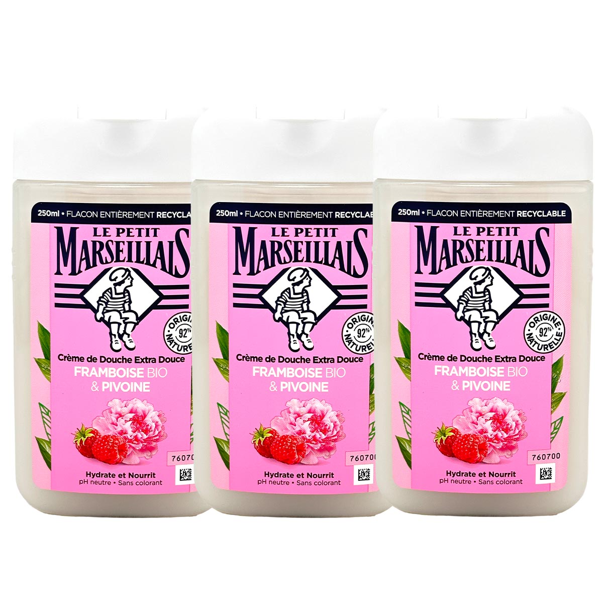 Le Petit Marseillais Duschgel Himbeere Pfingstrose 3x250ml Frankreich