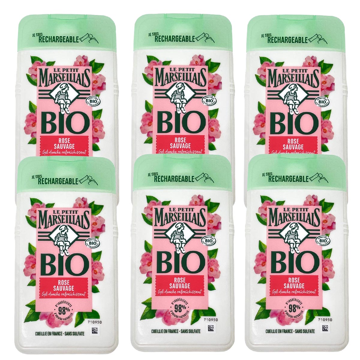 Le Petit Marseillais BIO  Rose Sauvage Wildrose Erfrischendes Duschgel 6x250 ml.