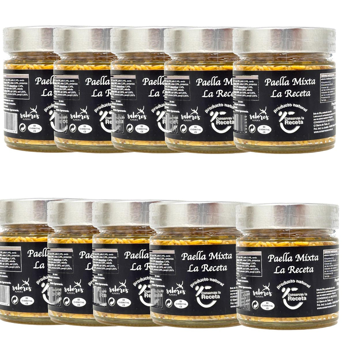 Conservas La Receta Paella Mixta - Authentische spanische Köstlichkeit im Glas 10 x 250g