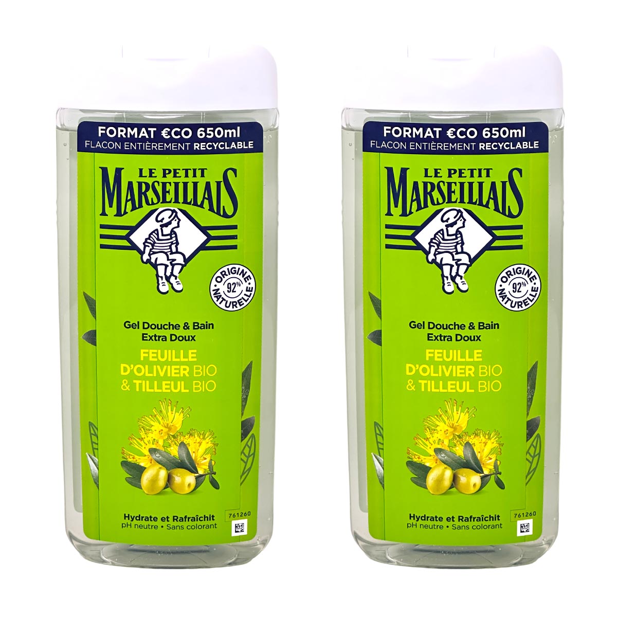Le Petit Marseillais Duschgel & Badezusatz Olivenöl Lindenblüten 2x650ml Frankreich