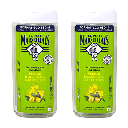 Le Petit Marseillais Duschgel & Badezusatz Olivenöl Lindenblüten 2x650ml Frankreich
