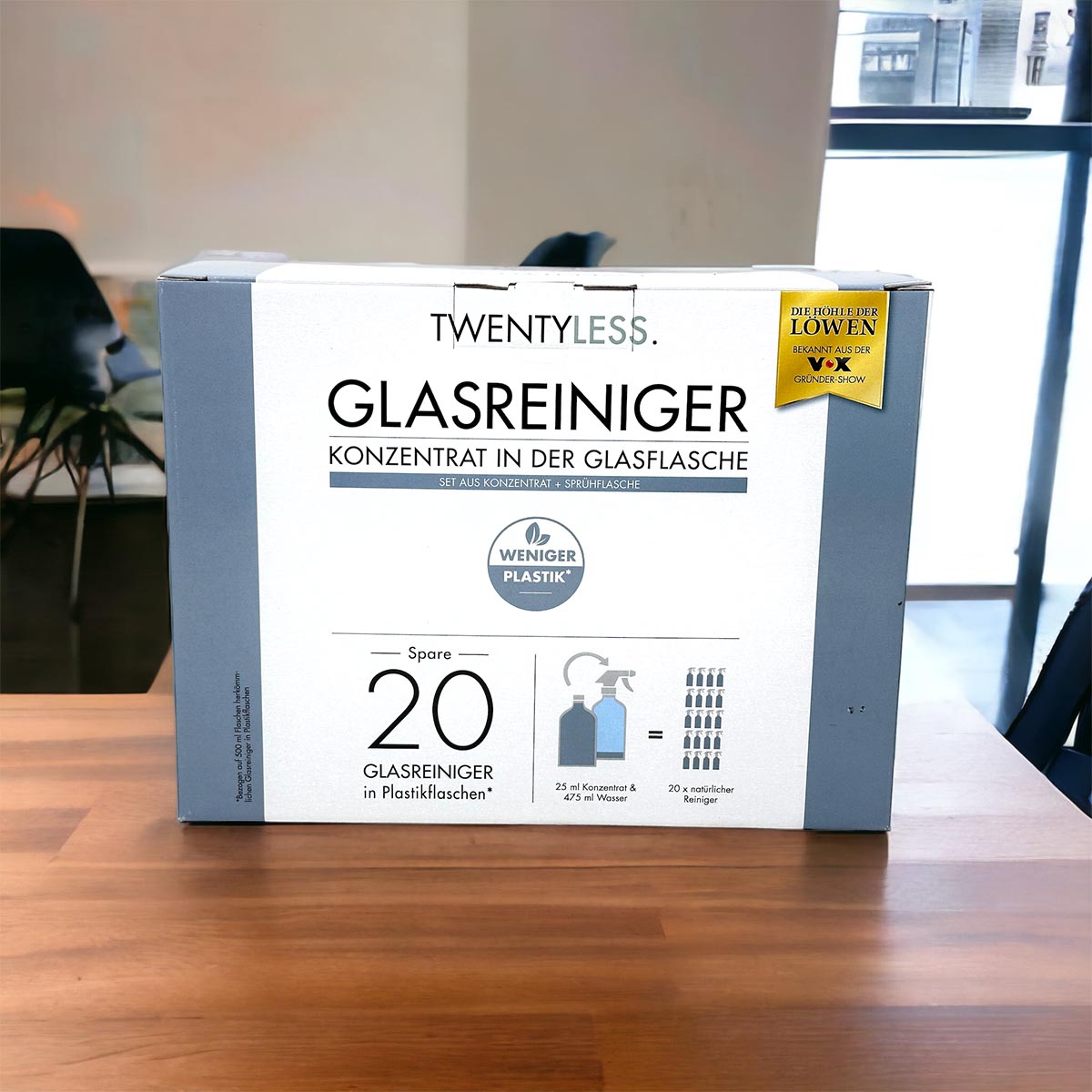 TWENTYLESS Glas Reinigungs-Set 2-tlg. 500 ml Konzentrat  Sprühflasche aus Glas