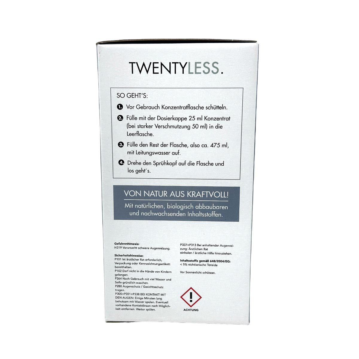 TWENTYLESS Glas Reinigungs-Set 2-tlg. 500 ml Konzentrat  Sprühflasche aus Glas