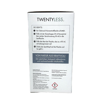 TWENTYLESS Glas Reinigungs-Set 2-tlg. 500 ml Konzentrat  Sprühflasche aus Glas