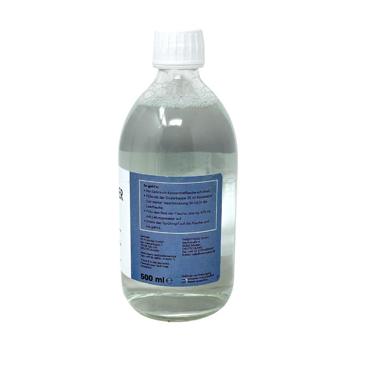 TWENTYLESS Glas Reinigungs-Set 2-tlg. 500 ml Konzentrat  Sprühflasche aus Glas