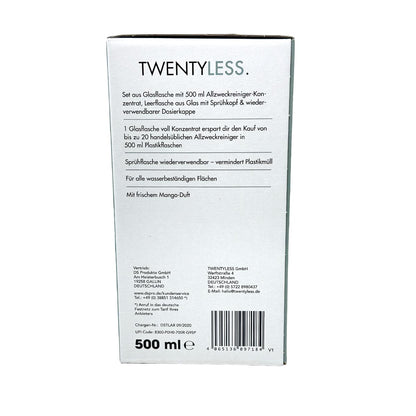 TWENTYLESS Allzweck Reinigungs-Set 2-tlg. 500 ml Konzentrat  Sprühflasche aus Glas