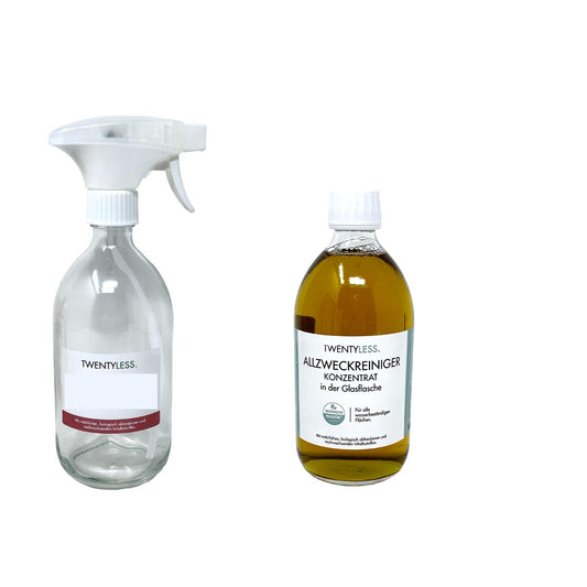TWENTYLESS Allzweck Reinigungs-Set 2-tlg. 500 ml Konzentrat  Sprühflasche aus Glas