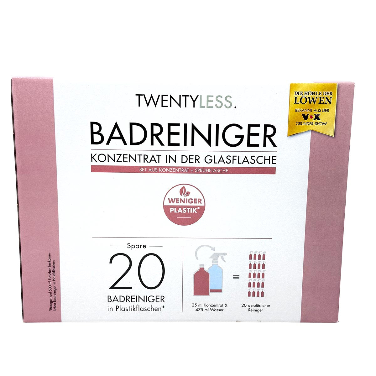 TWENTYLESS Badreiniger Set 2-tlg. 500 ml Konzentrat  Sprühflasche aus Glas