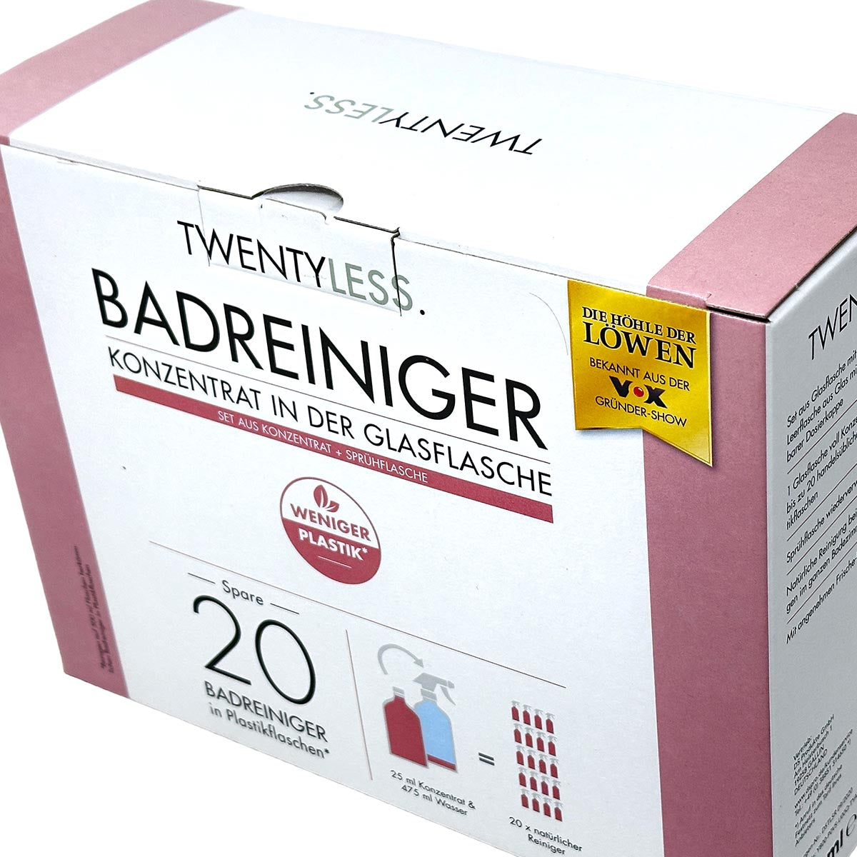 TWENTYLESS Badreiniger Set 2-tlg. 500 ml Konzentrat  Sprühflasche aus Glas