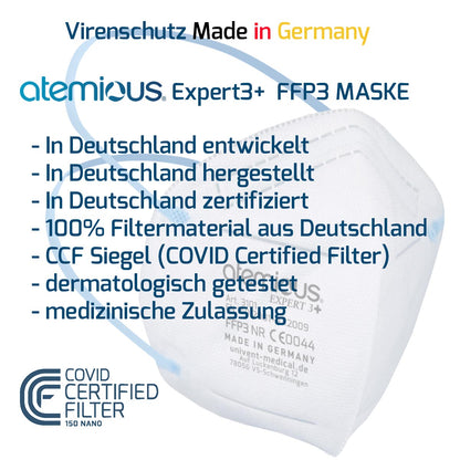 atemious Expert3 FFP3  Atemschutzmaske Made in Germany mit Kopfband