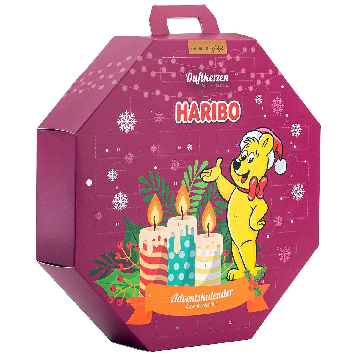 HARIBO Duftkerzen Adventskalender mit Votivkerzen und Teelichtern