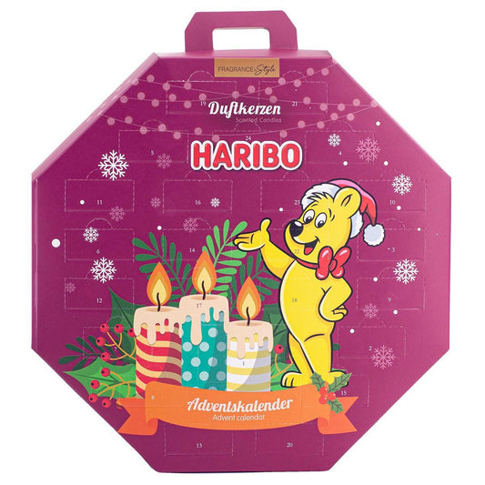 HARIBO Duftkerzen Adventskalender mit Votivkerzen und Teelichtern