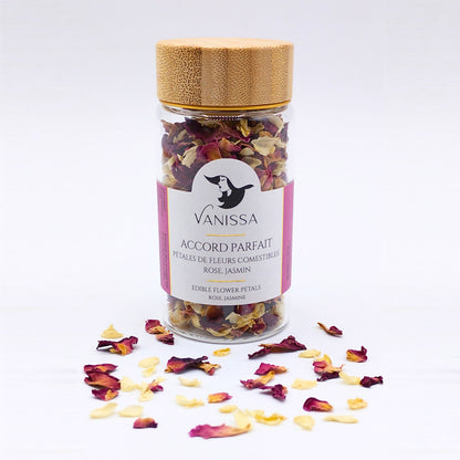 Vanissa Accord Parfait - Essbare Blütenblätter: Rose und Jasmin im Glasbehälter