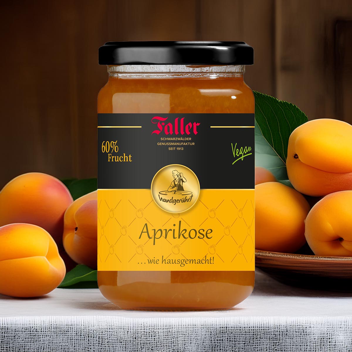 Fruchtaufstriche aus dem Schwarzwald Faller Aprikose Konfitüre extra 60% Frucht 330g