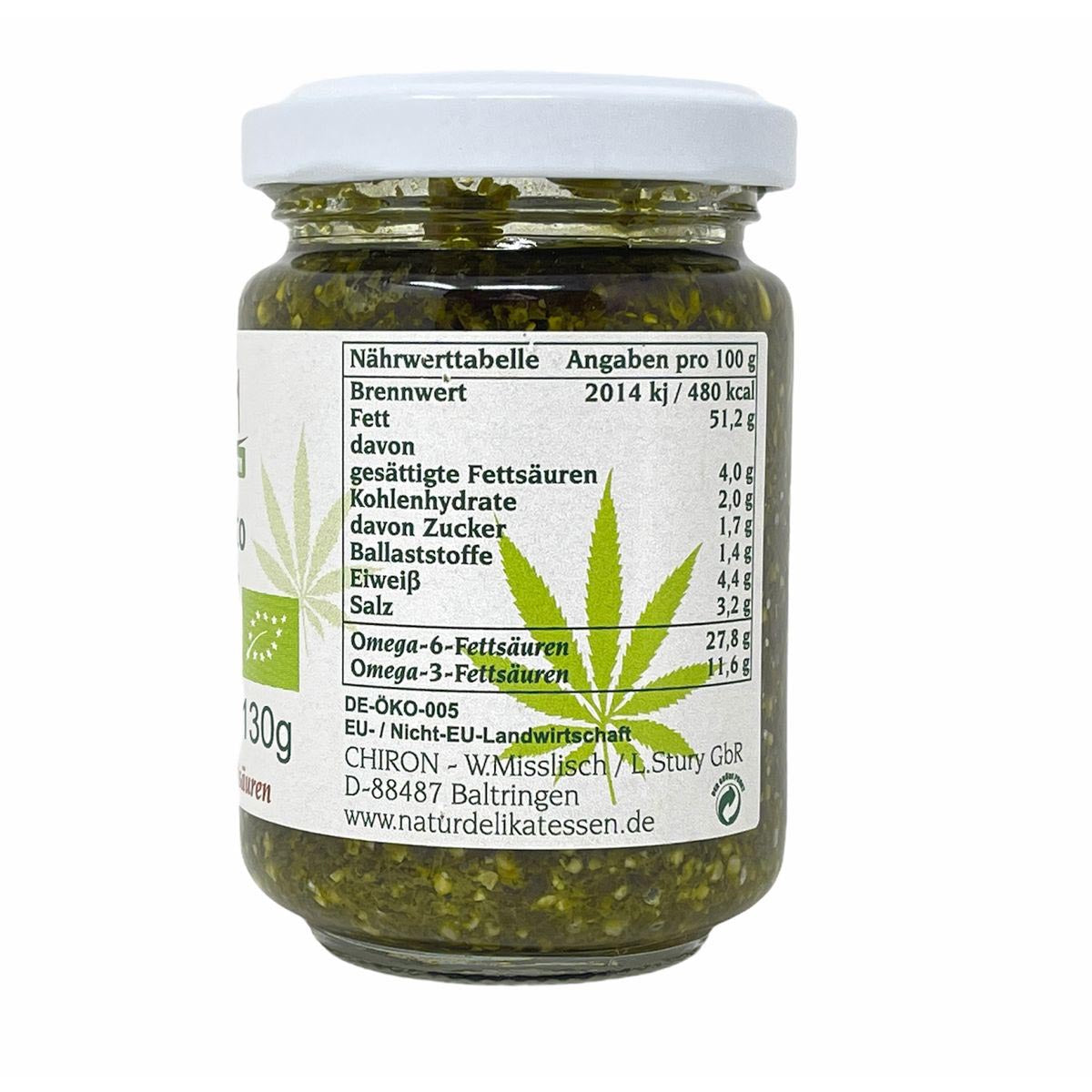 *MHD 12.12.2023* CHIRON Naturdelikatessen Bio Hanf-Pesto Bärlauch kbA 130 g Glas