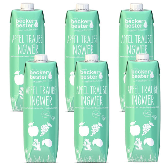 beckers bester Fruchtsaft Getränk Apfel-Traube-Ingwer Fruchtmix Getränk 6 x 1 Liter