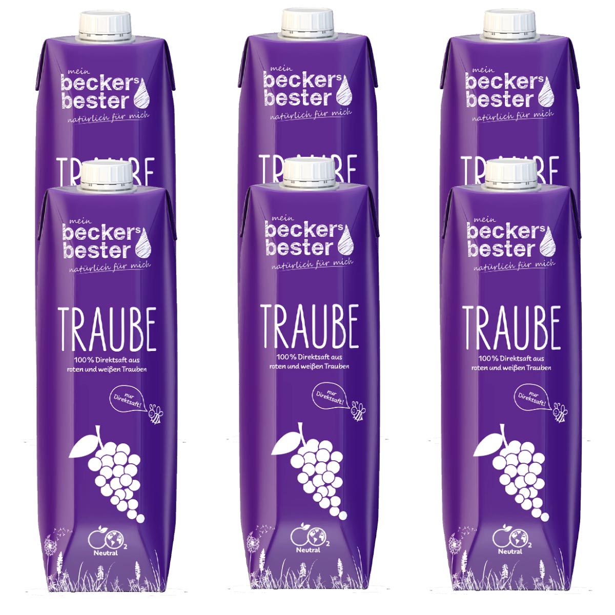 beckers bester Fruchtsaft Getränk Traubensaft rot Fruchtgetränk Getränk 6 x 1 Liter