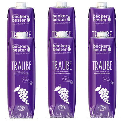 beckers bester Fruchtsaft Getränk Traubensaft rot Fruchtgetränk Getränk 6 x 1 Liter