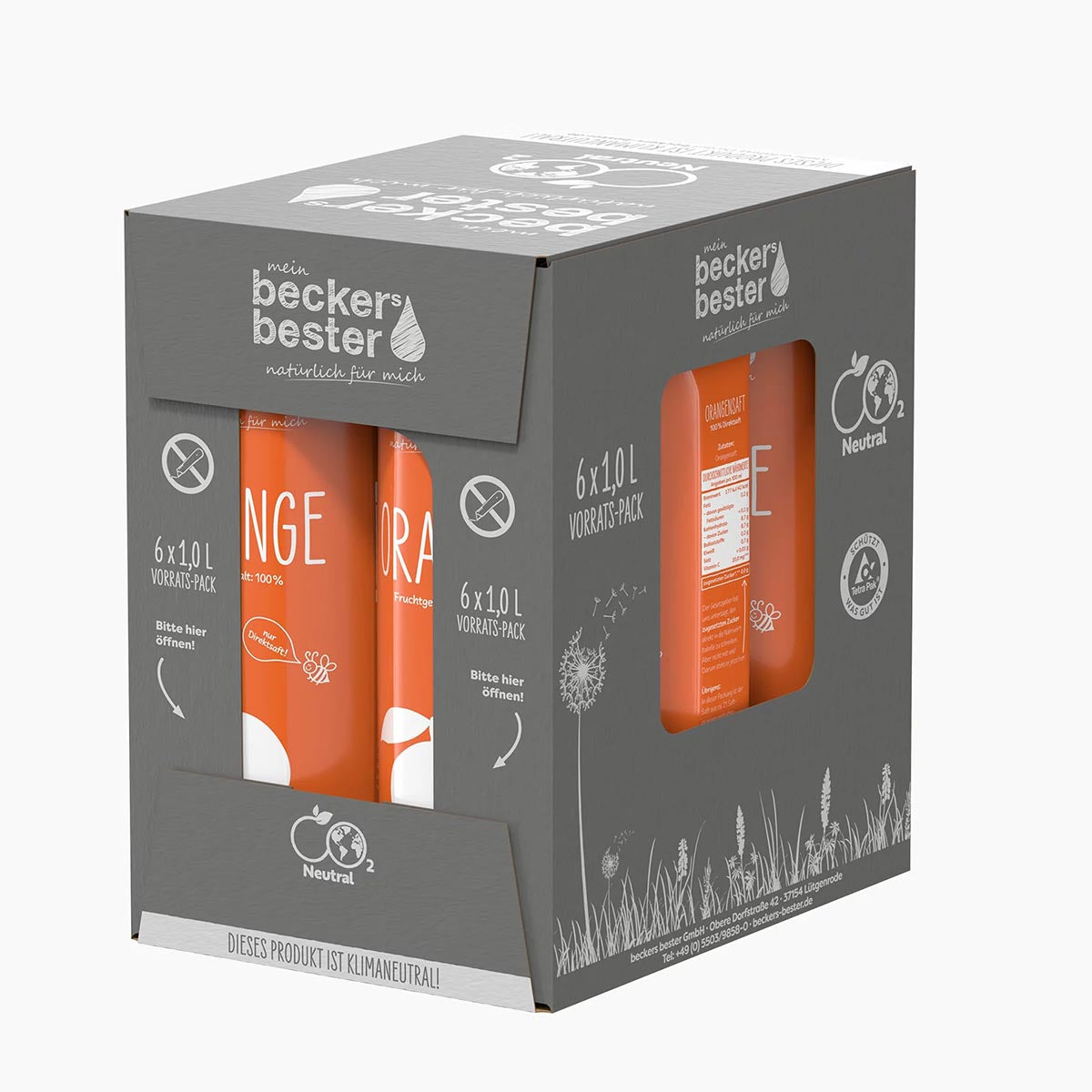 beckers bester Fruchtsaft Getränk Orangensaft  6 x 1 Liter