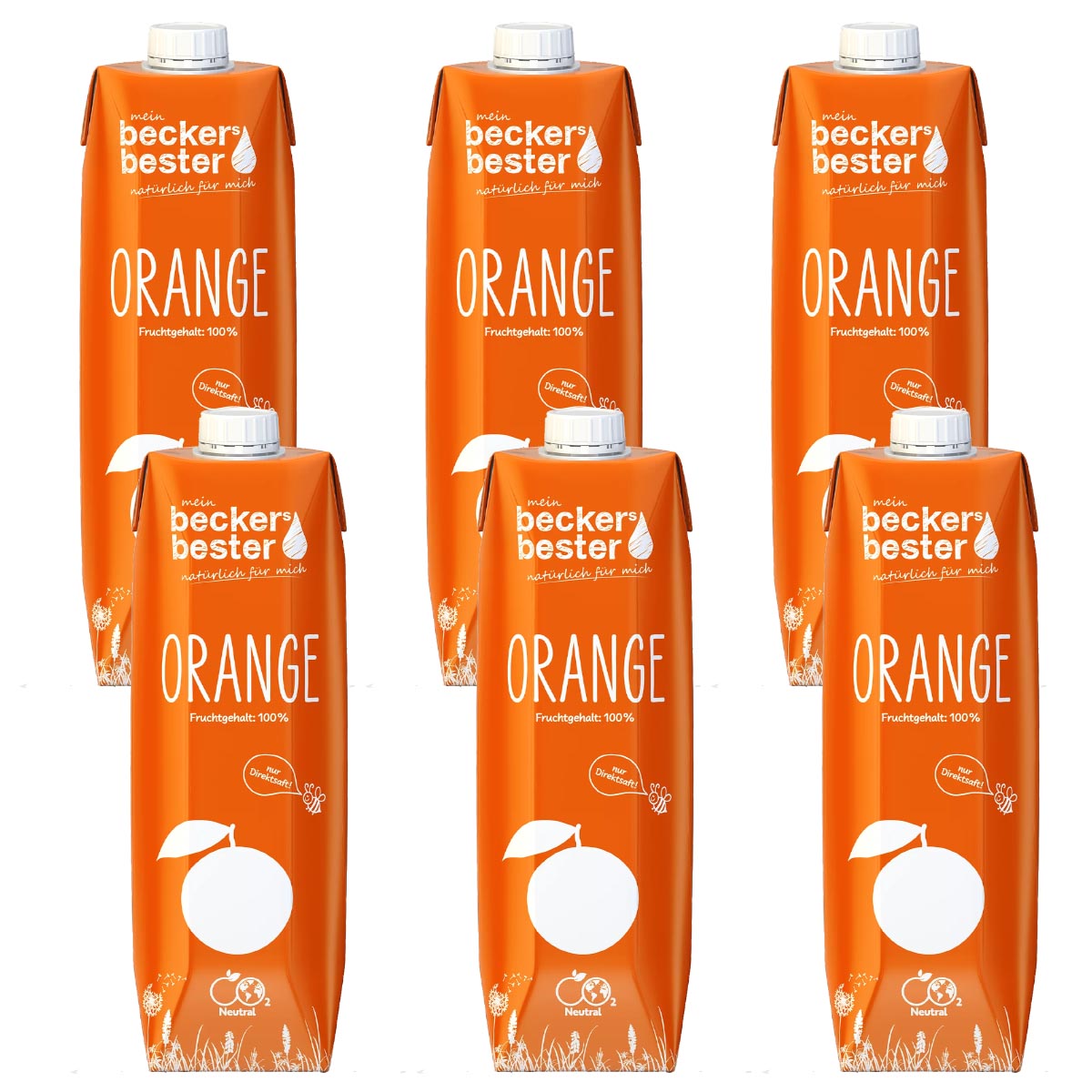 beckers bester Fruchtsaft Getränk Orangensaft  6 x 1 Liter