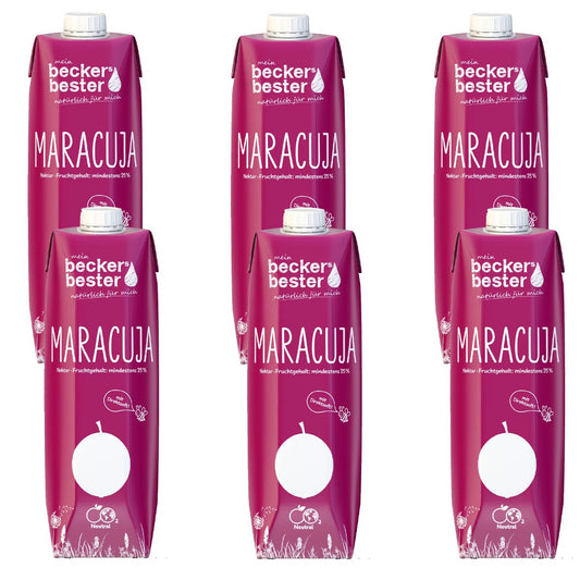 beckers bester Frucht Nektar Getränk Maracuja Nektar 6 x 1 Liter