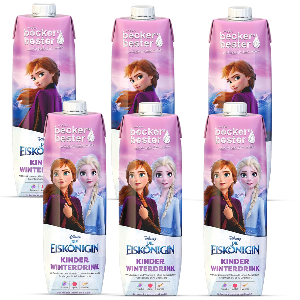 beckers bester Frucht  Getränk Die Eiskönigin: Roter Kinder Winterdrink 6 x 1 Liter
