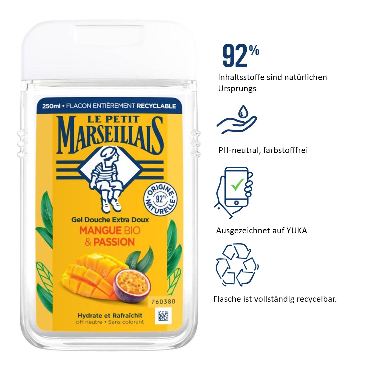 Le Petit Marseillais Mangue BIO & Passion- Duschgel mit BIO Mango und Passionsfrucht