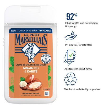 Le Petit Marseillais Bio Duschgel Argan & Karité - Sanfte Pflege aus Frankreich