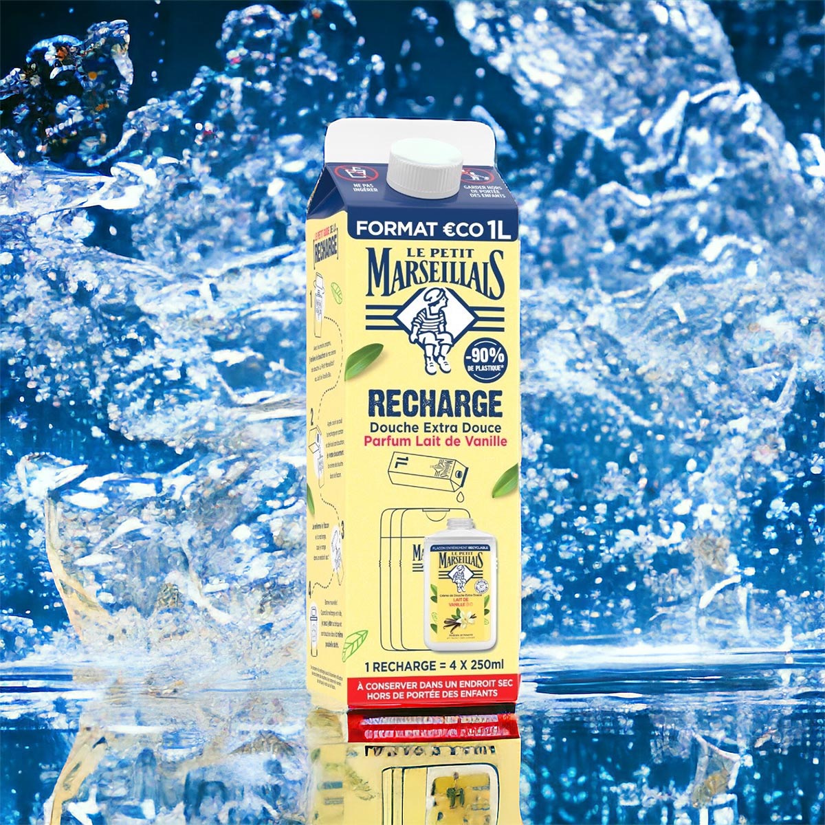 Le Petit Marseillais Duschgel  Vanille Milch 1 Liter Nachfüllpack aus Frankreich