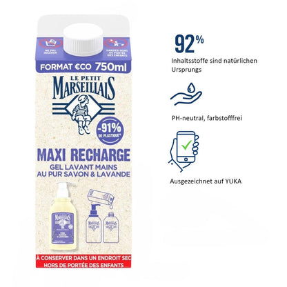 Le Petit Marseillais flüssig Seife pur Savon mit Lavendelöl 750 ml Nachfüllpack
