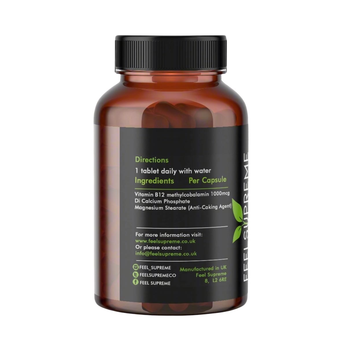 Feel Supreme Vitamin B12 | Methylcobalamin für Energie & mentale Leistung, 60 Tabletten