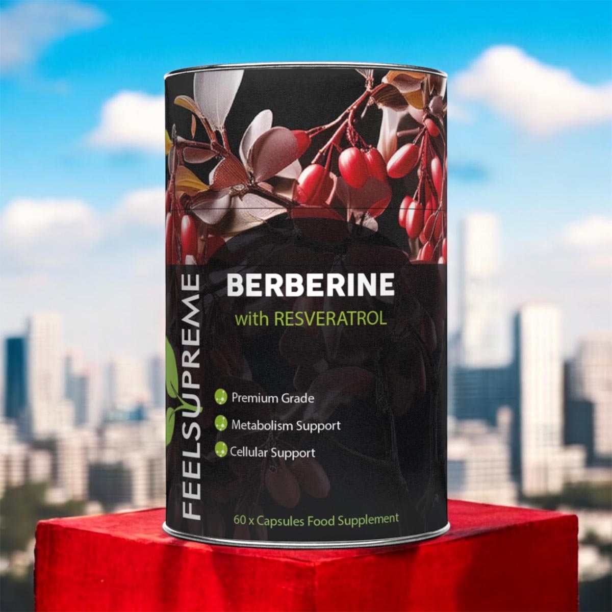 Feel Supreme Berberin & Resveratrol | Stoffwechsel-Support in 60 veganen Kapseln