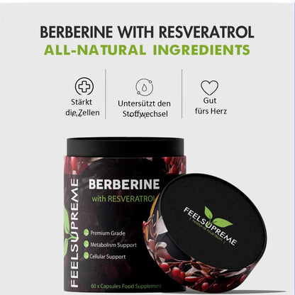 Feel Supreme Berberin & Resveratrol | Stoffwechsel-Support in 60 veganen Kapseln