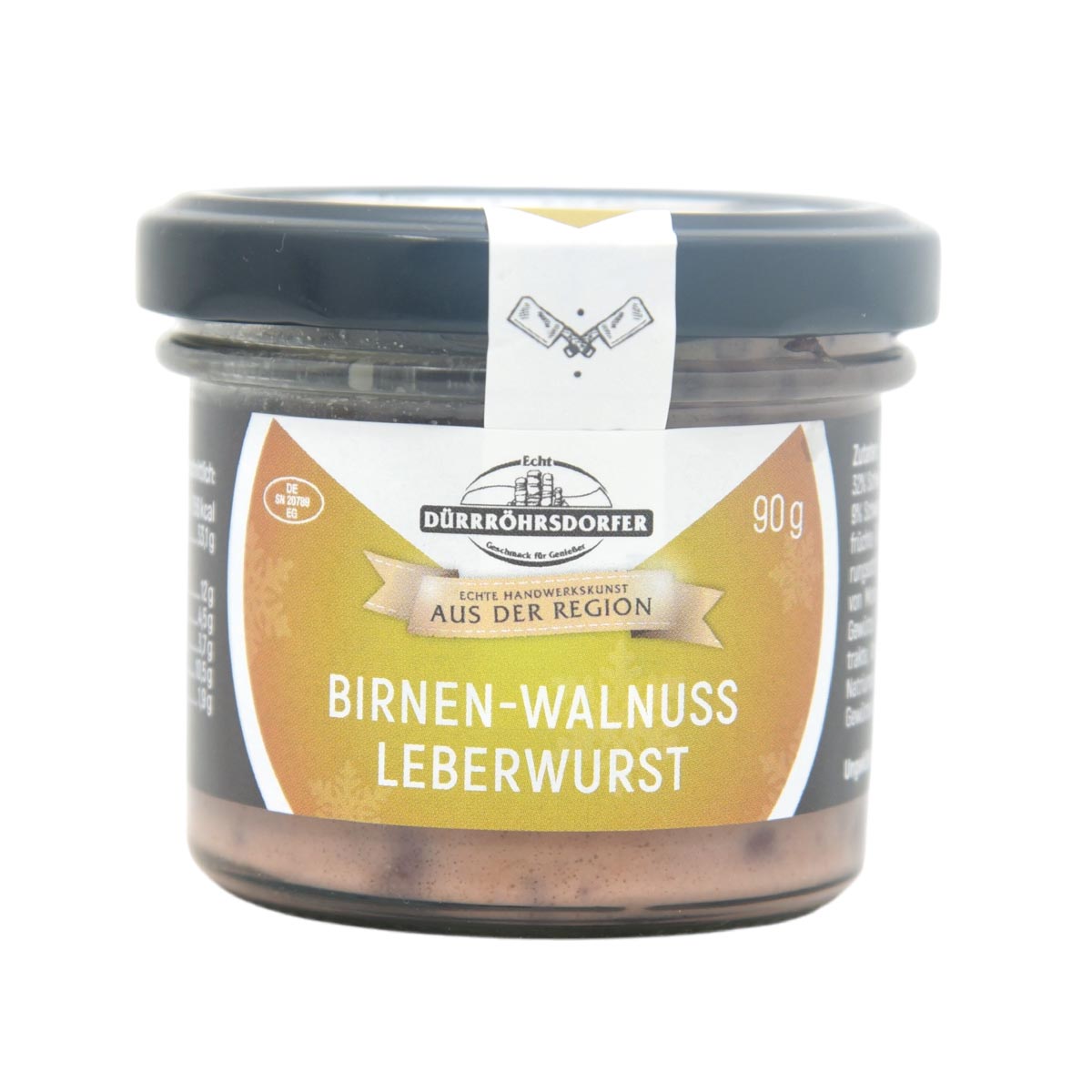 ***- 50 % Rabatt*** Dürrröhrsdorfer Birnen-Walnuss-Leberwurst – Feiner Genuss im Glas, 90g