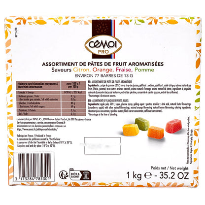 Cémoi Pâtes de Fruits Geleefrüchte Apfel, Orange, Erdbeere Zitrone 1 KG
