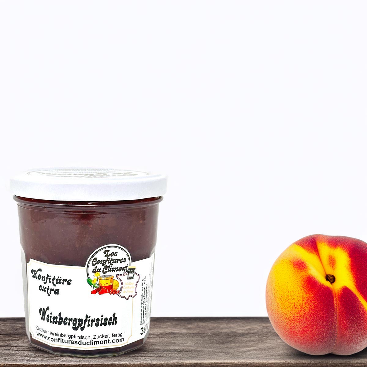 Les Confitures du Climont Weinberg Pfirsich Konfitüre extra  handwerklich hergestellt 350g