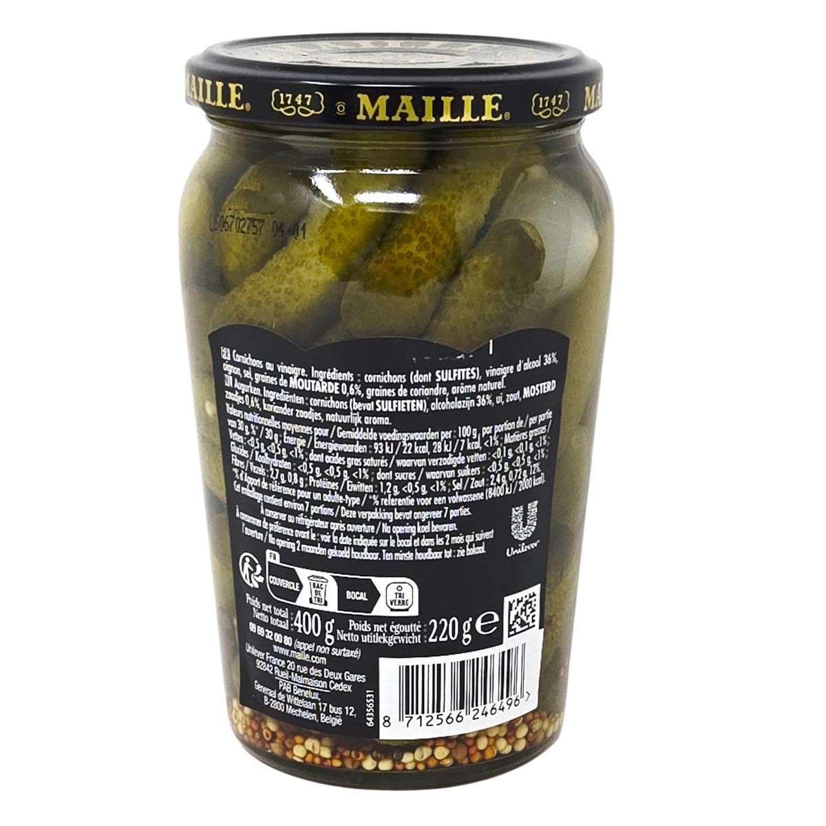 Maille Mini Gurken Cornichons Extra fein 12er Tray  12 x 400 Gr. Original