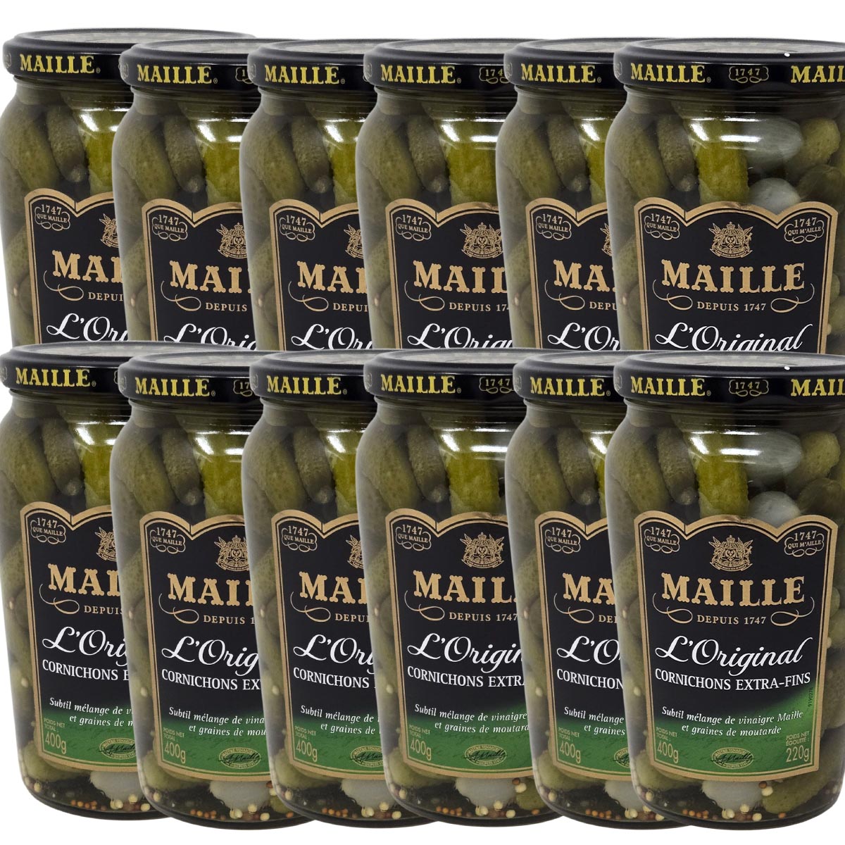 Maille Mini Gurken Cornichons Extra fein 12er Tray  12 x 400 Gr. Original