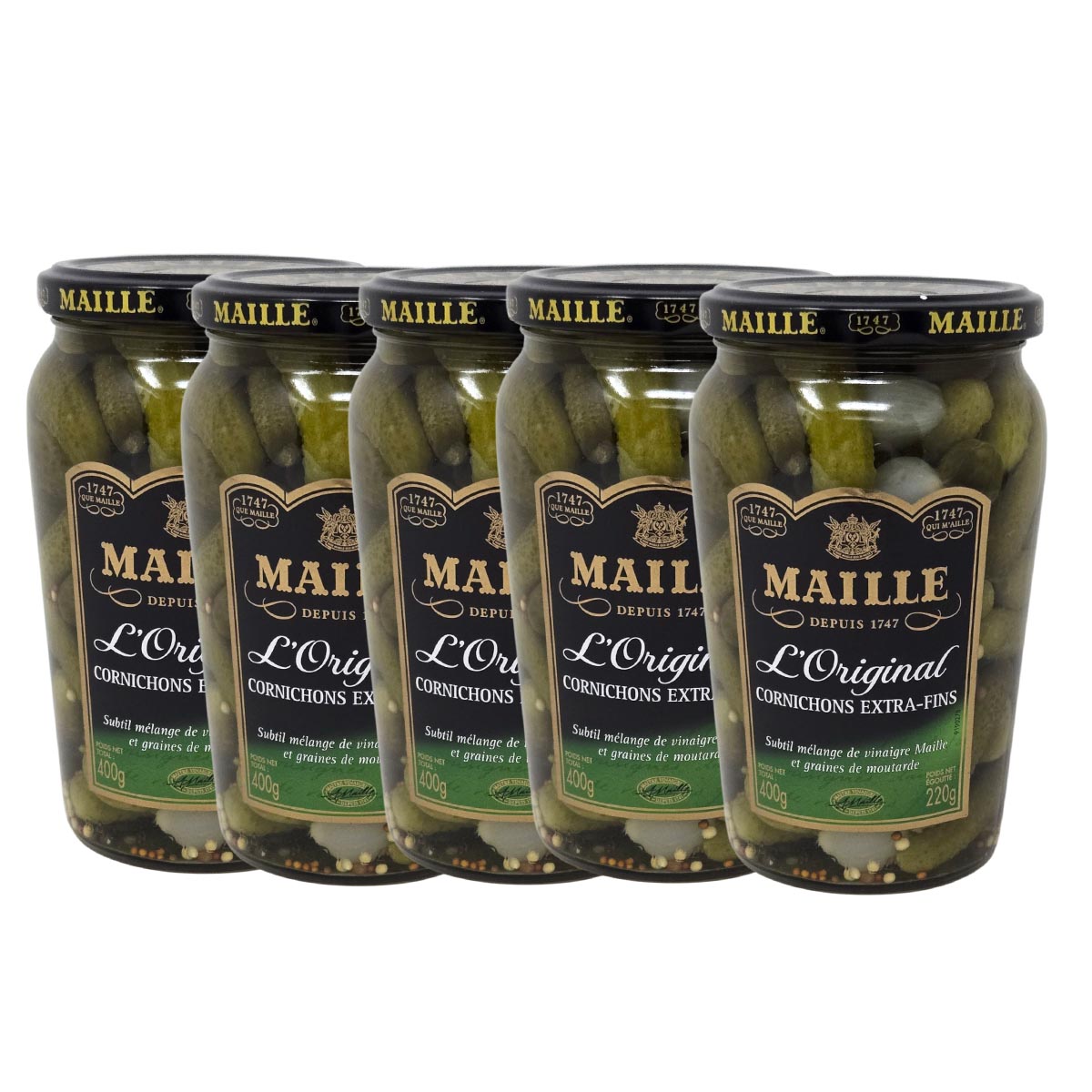 Maille Mini Gurken Cornichons Extra fein - 5 Gläser à 400g: Französischer Genuss