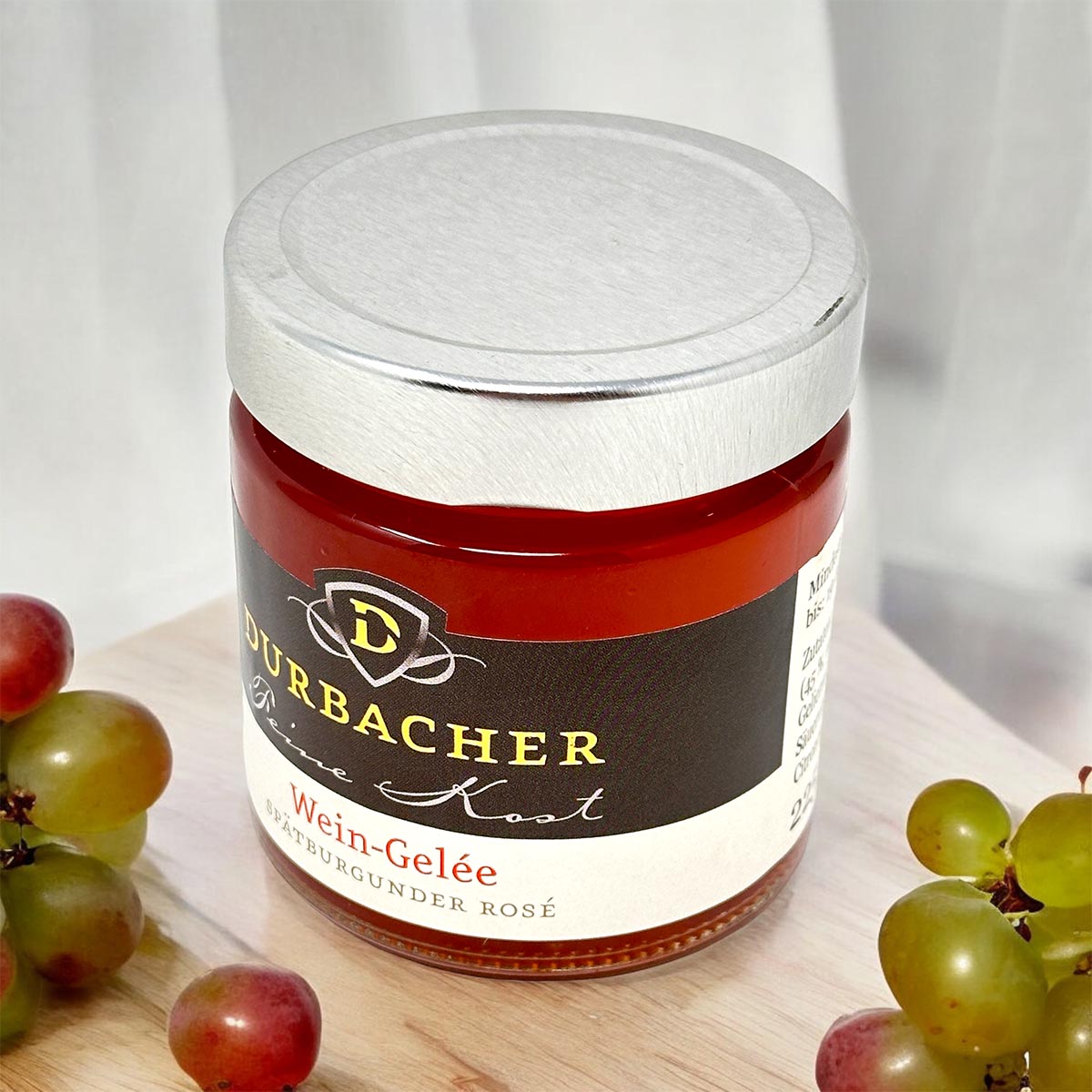 Durbacher Spätburgunder Wein-Gelee (rosé) 225g – Edles Gelee aus feinem Roséwein