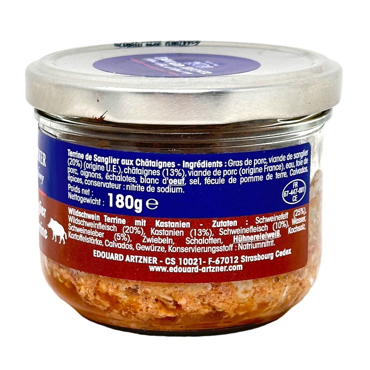 Edouard Artzner Wildschweinterrine mit Kastanien - Feine Delikatesse aus Frankreich
