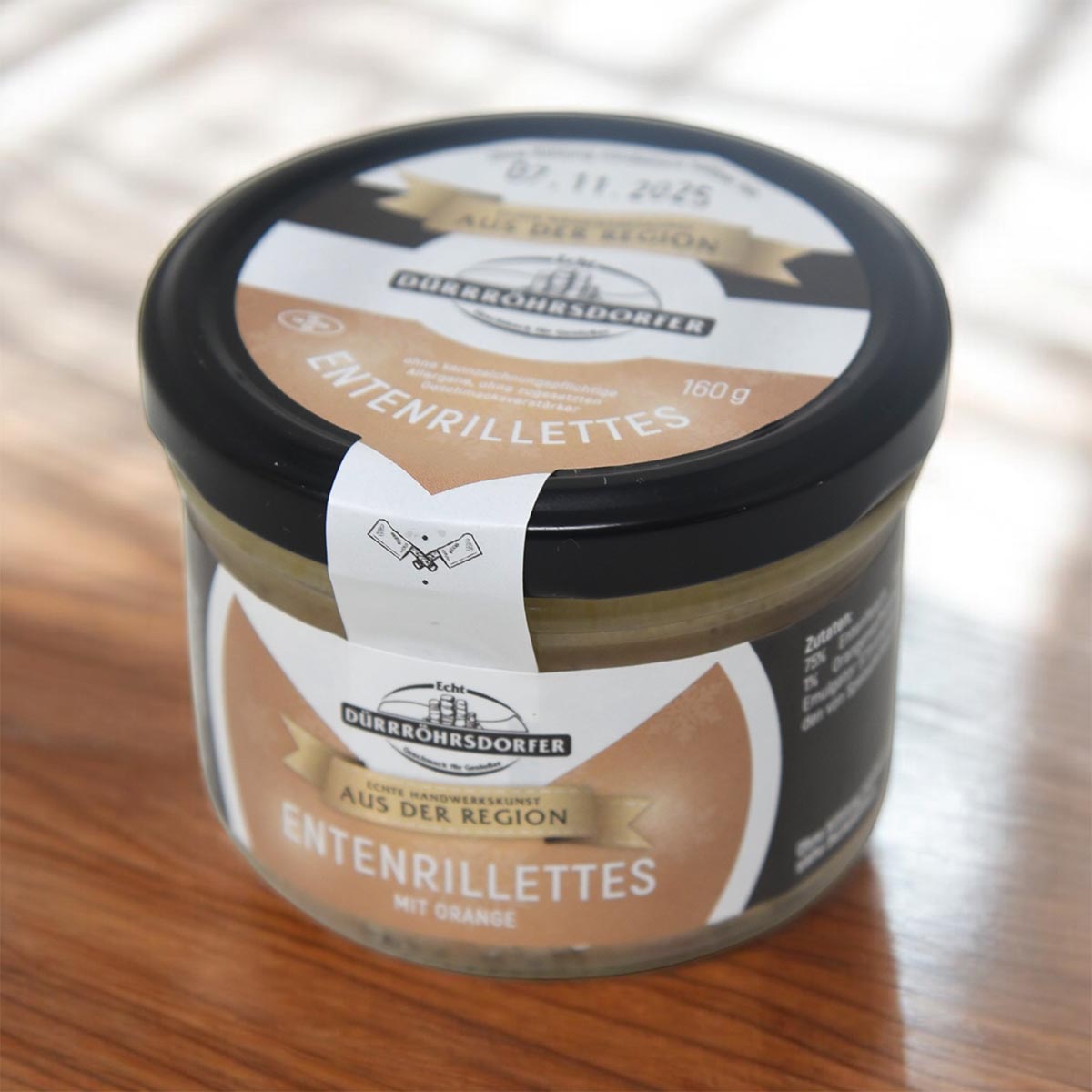 Dürrröhrsdorfer Entenrillette mit Orange 160g – Feinkost-Delikatesse im Glas