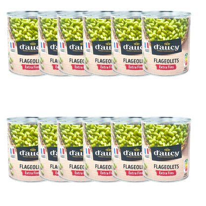 d'aucy Flageolets Grüne Bohnenkerne Extra Fein – 12 x 400g Dose, zart und vielseitig