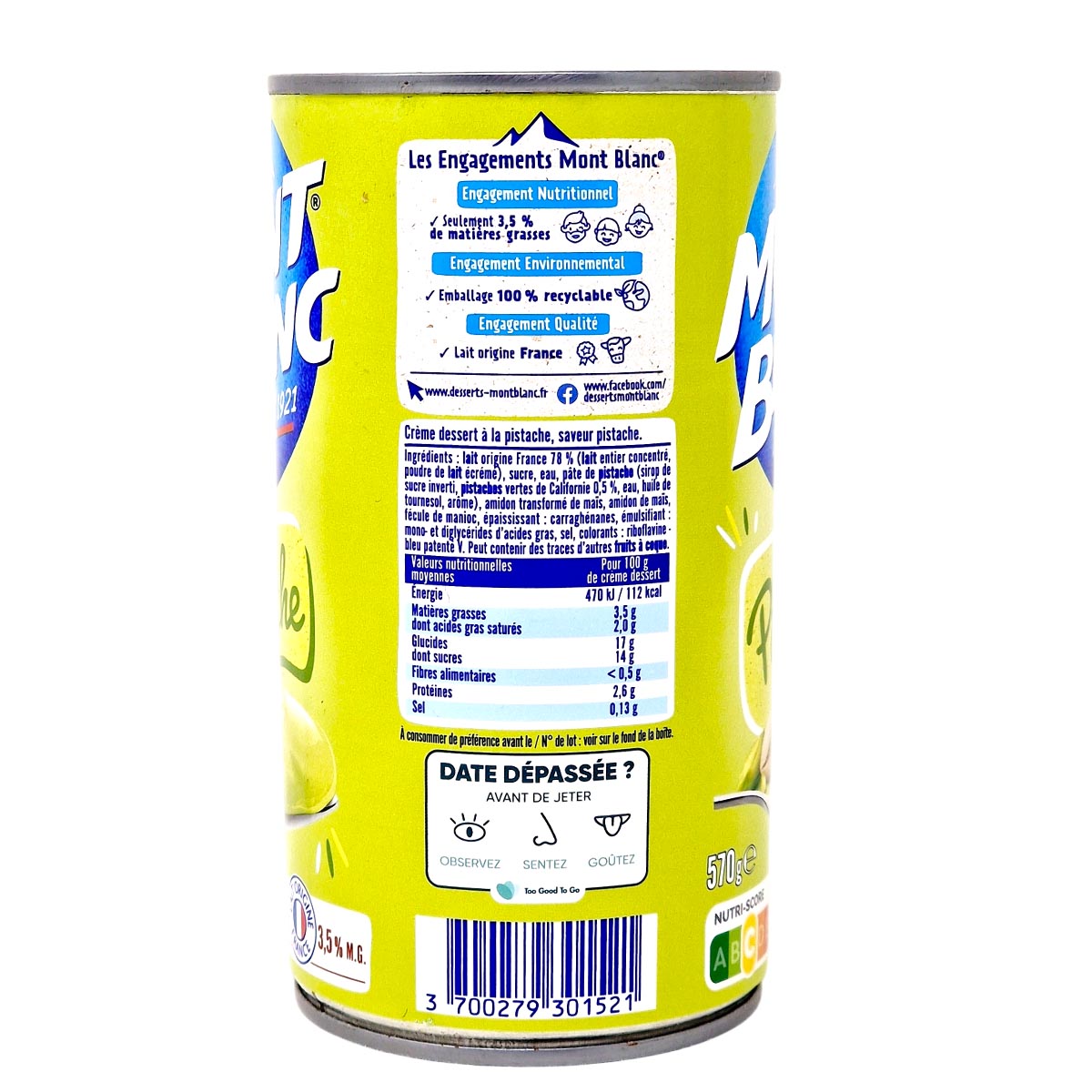 Mont Blanc Creme Pistache Dessert 570g – Pistaziencreme aus Frankreich