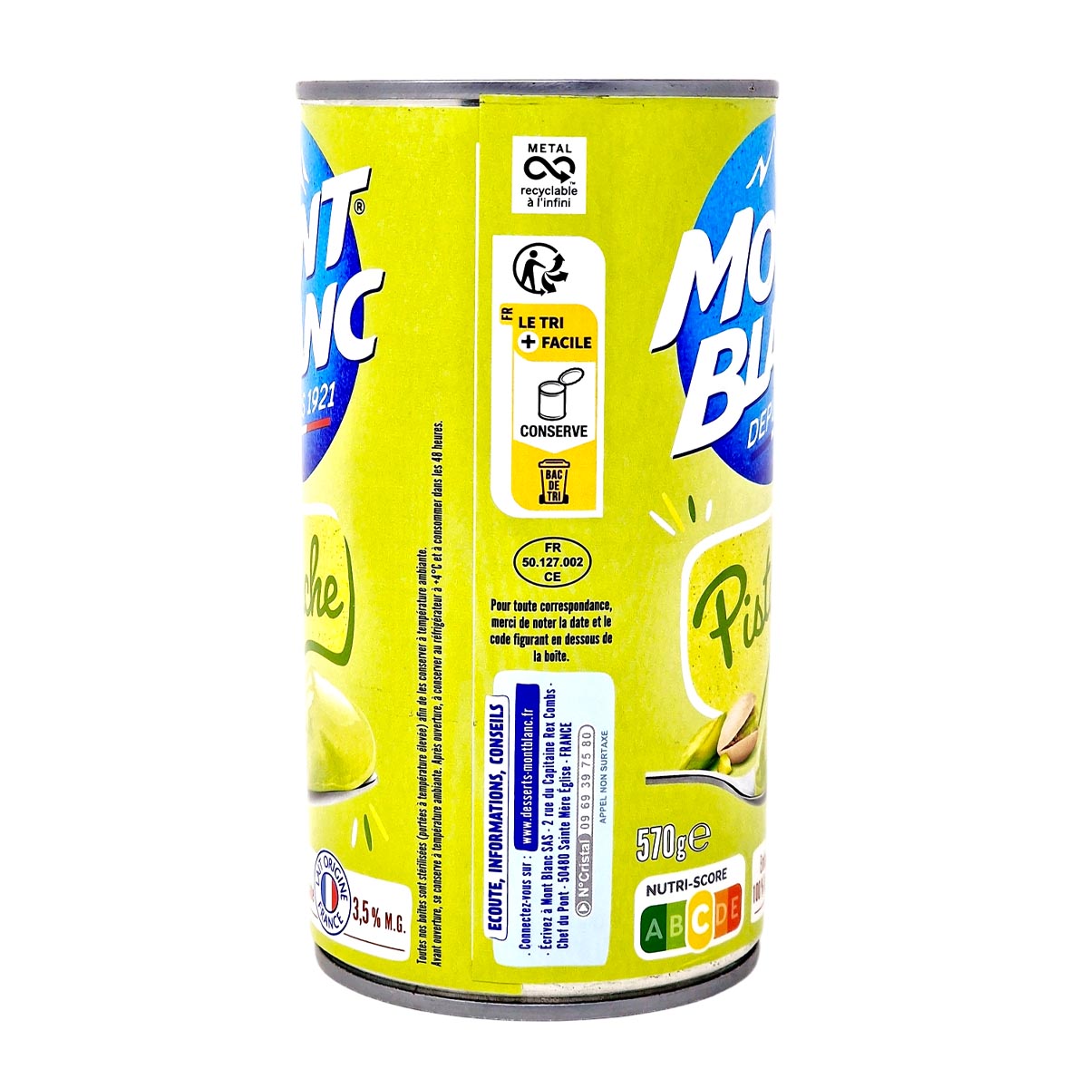 Mont Blanc Creme Pistache Dessert 570g – Pistaziencreme aus Frankreich