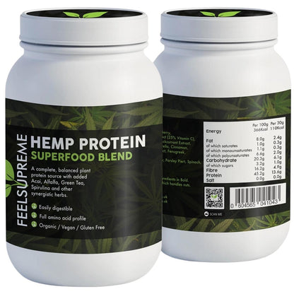 Feel Supreme Hanfprotein – Pflanzliche Proteinquelle mit vollem Aminosäureprofil, 500 g