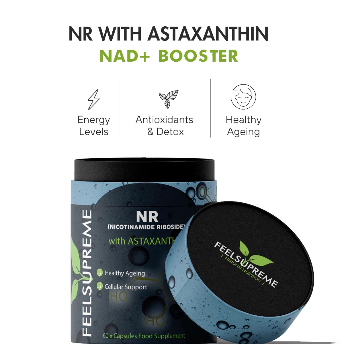 Feel Supreme NAD+ Booster – Nicotinamid-Ribosid & Astaxanthin, 60 Kapseln für Ihre Routine